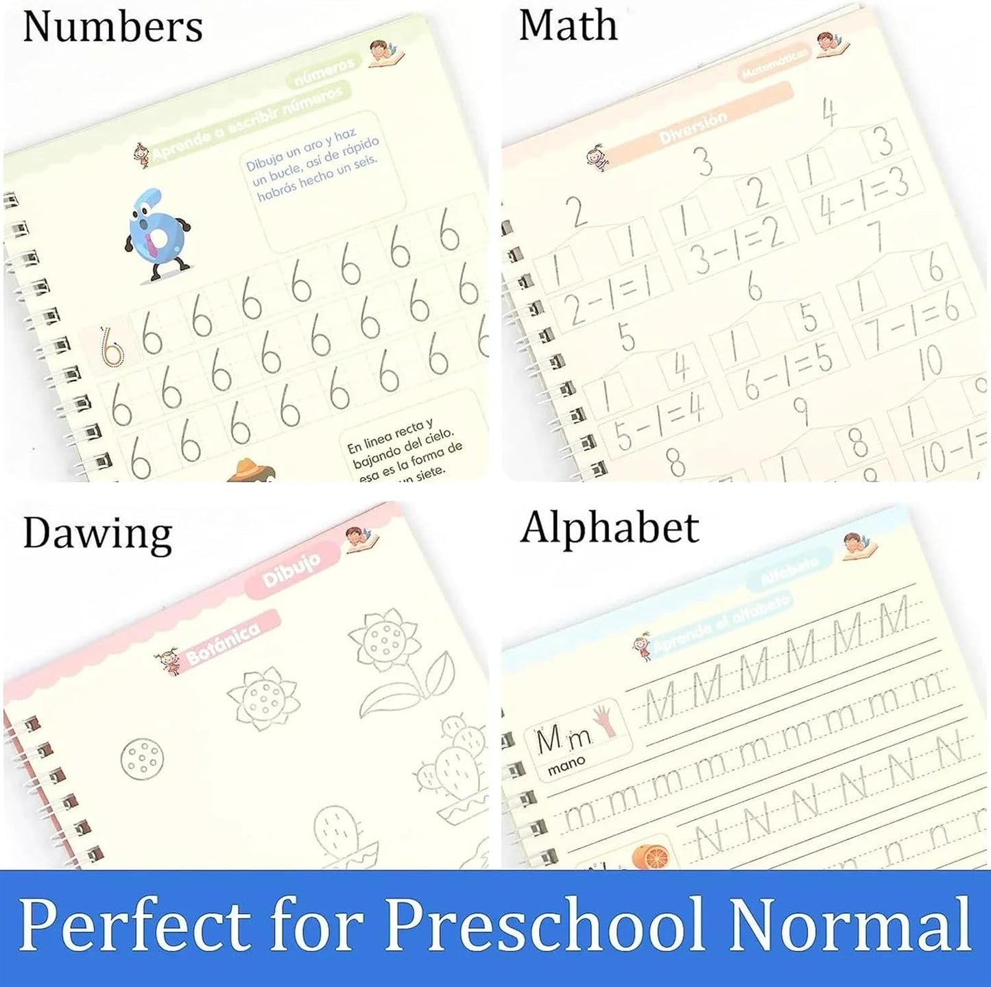 4-Pack Montessori Spanish Copybook Set