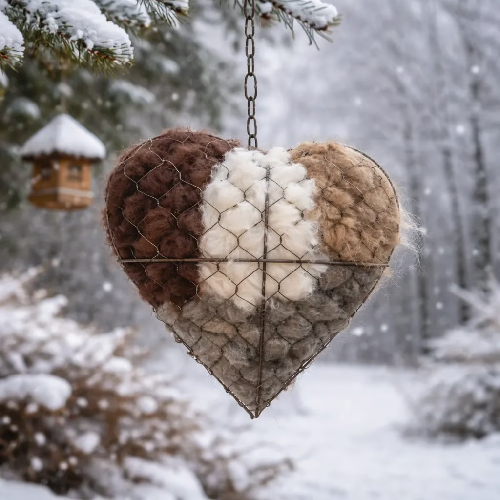 Handcrafted Bird Nest Heart Made from Alpaca Fibers