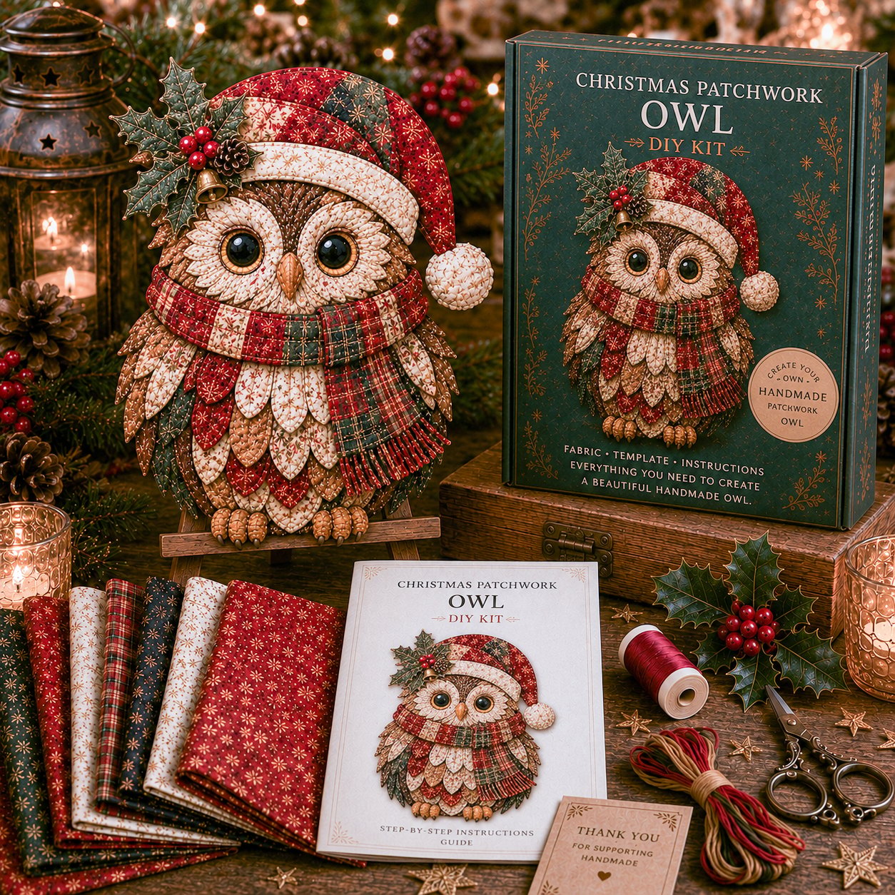 ๐
Christmas Patchwork Fabric DIY Decor Kit