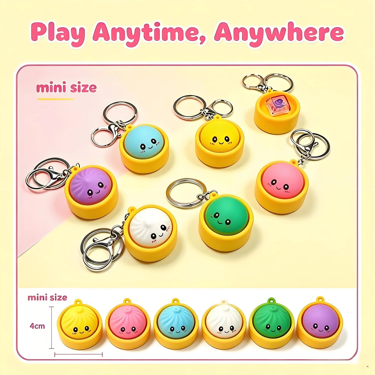 🥰 Cute Dumpling Pressable Fidget Keychain - touch sensing light