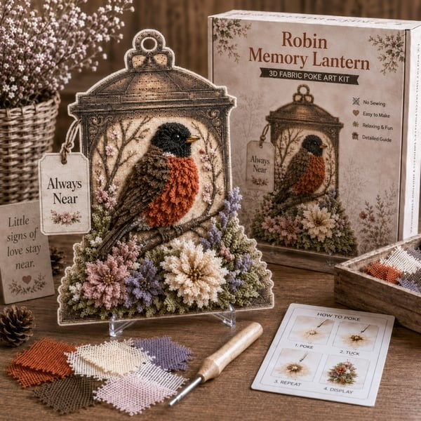 ๐๏ธ Always Near 3D Fabric Poke Art Memory Lantern Kit