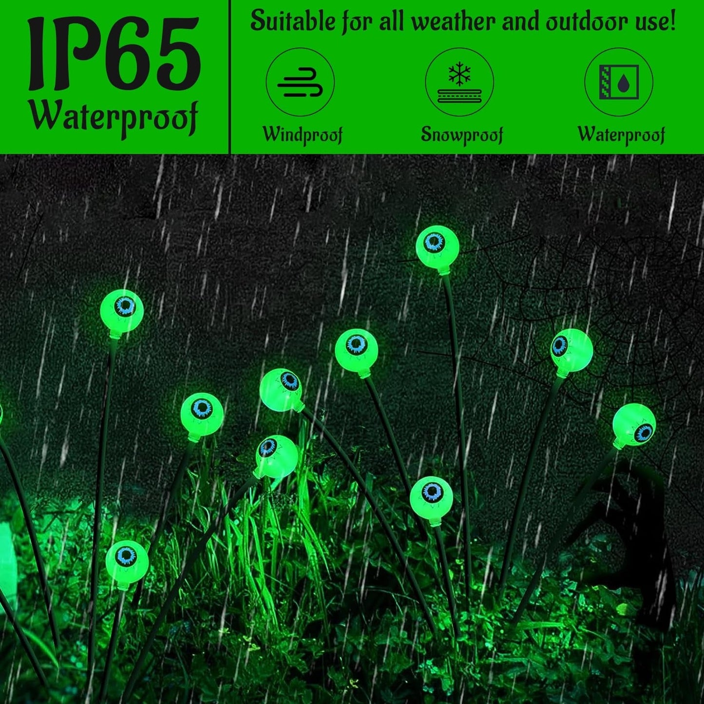 Green Halloween Solar Eyeball Lights