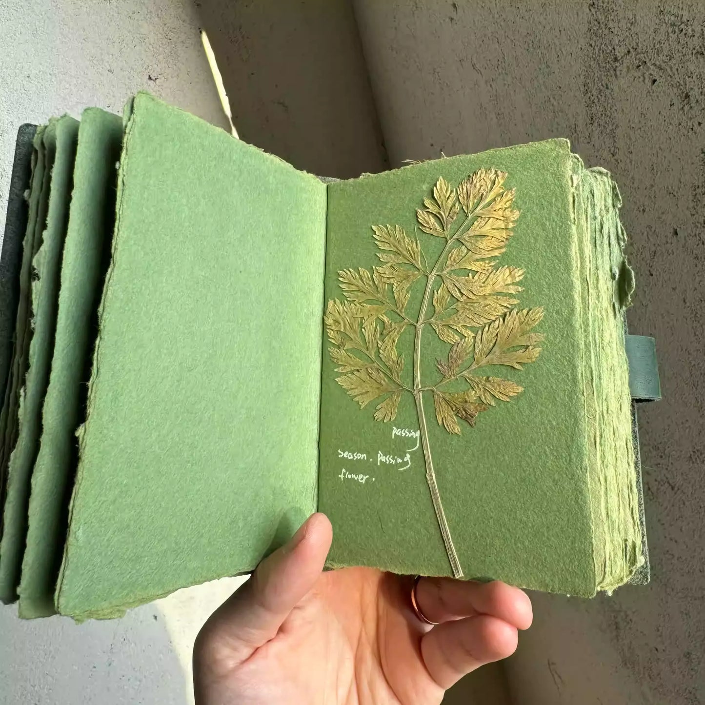 Handmade DIY Green Paper Journal