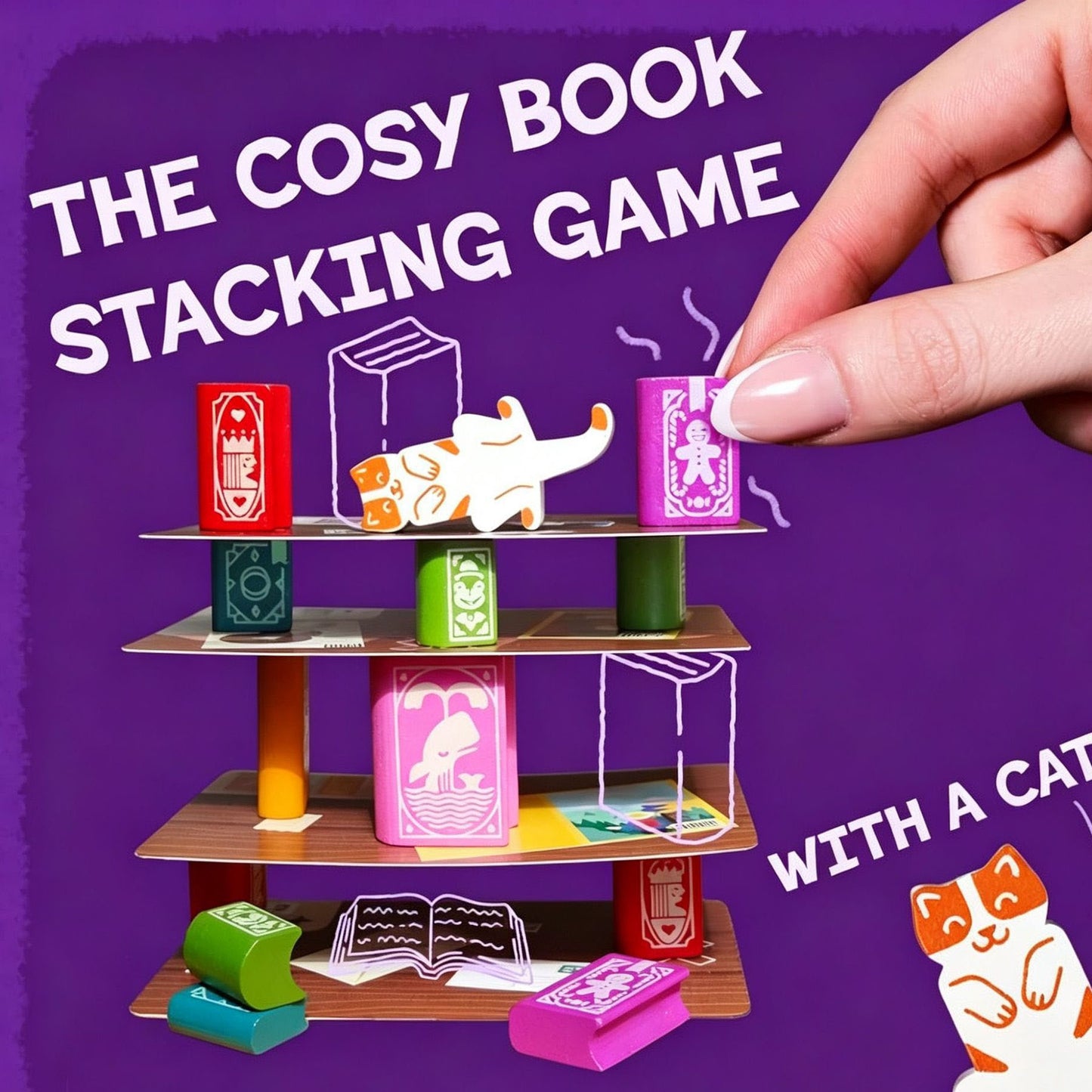 Bookshelf Balance Game – Strategy Stacking Board Game