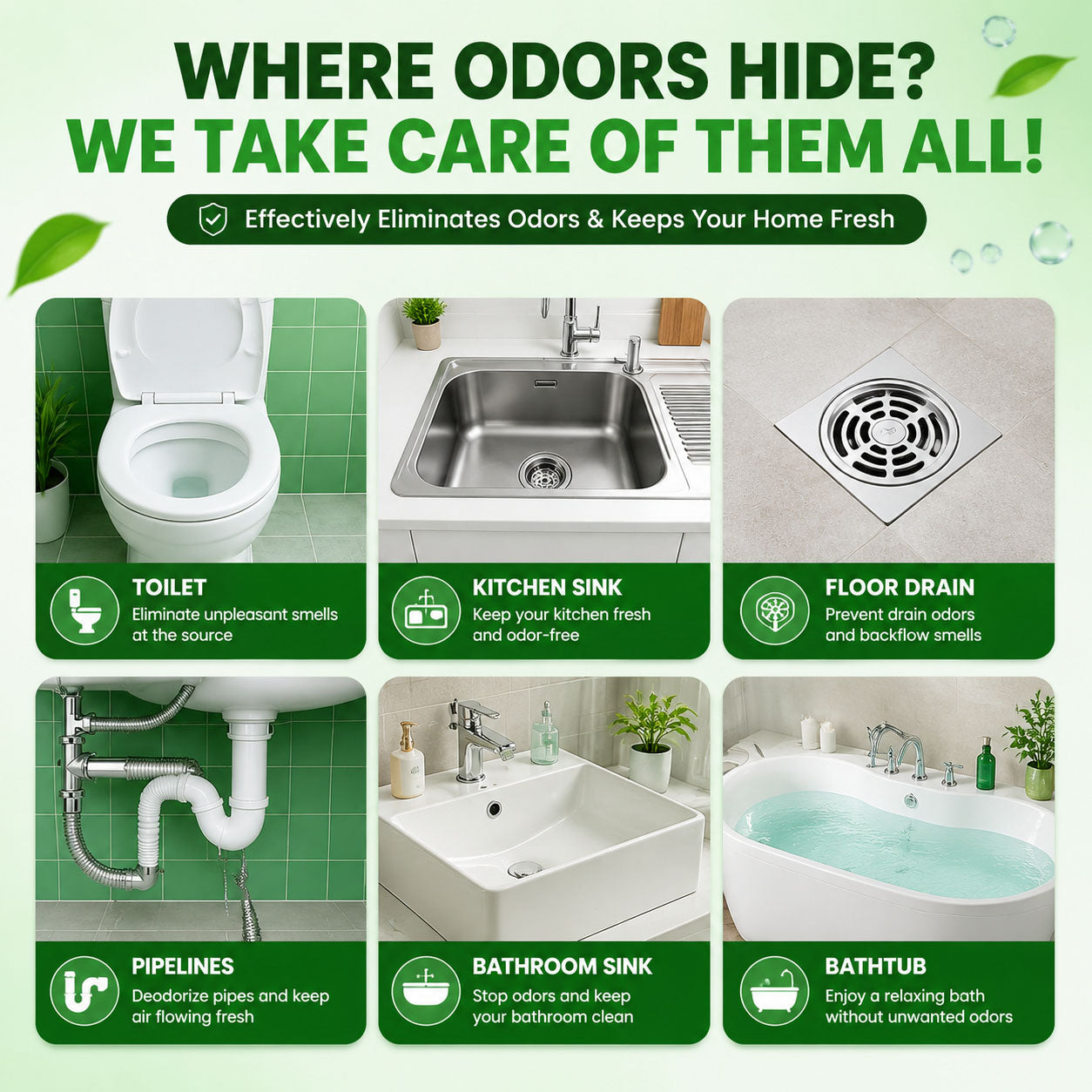 🌊 Drain Deodorizer Gel Pods – Odor Eliminator for Fresh & Clean Drains