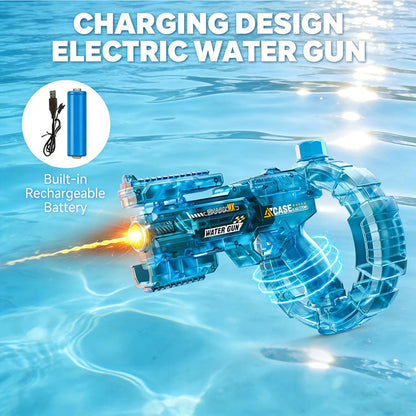 dht™⭐Automatic Squirt Water Gun Blaster with 32ft Long Range✨LED Light-Up Water Pistol with Rechargeable Battery