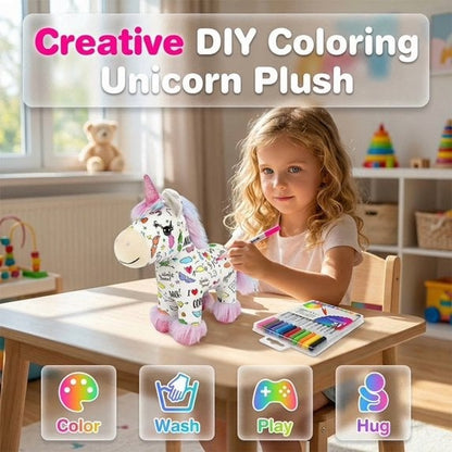 🦄 DIY Coloring Unicorn Plush — 12 Markers, Reusable & Washable