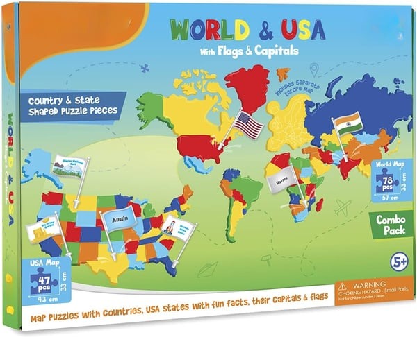 🌍 World Map & USA Map Puzzle Set