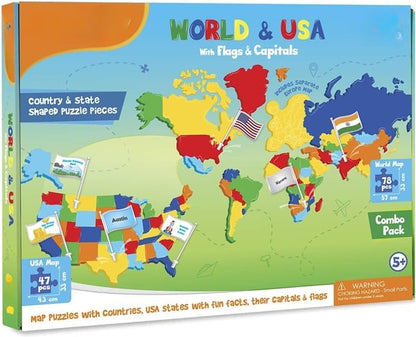 🌍 World Map & USA Map Puzzle Set