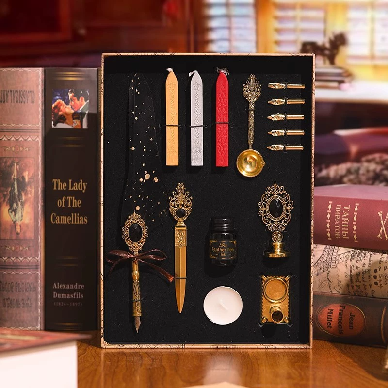 Vintage Starry Feather Pen Gift Set