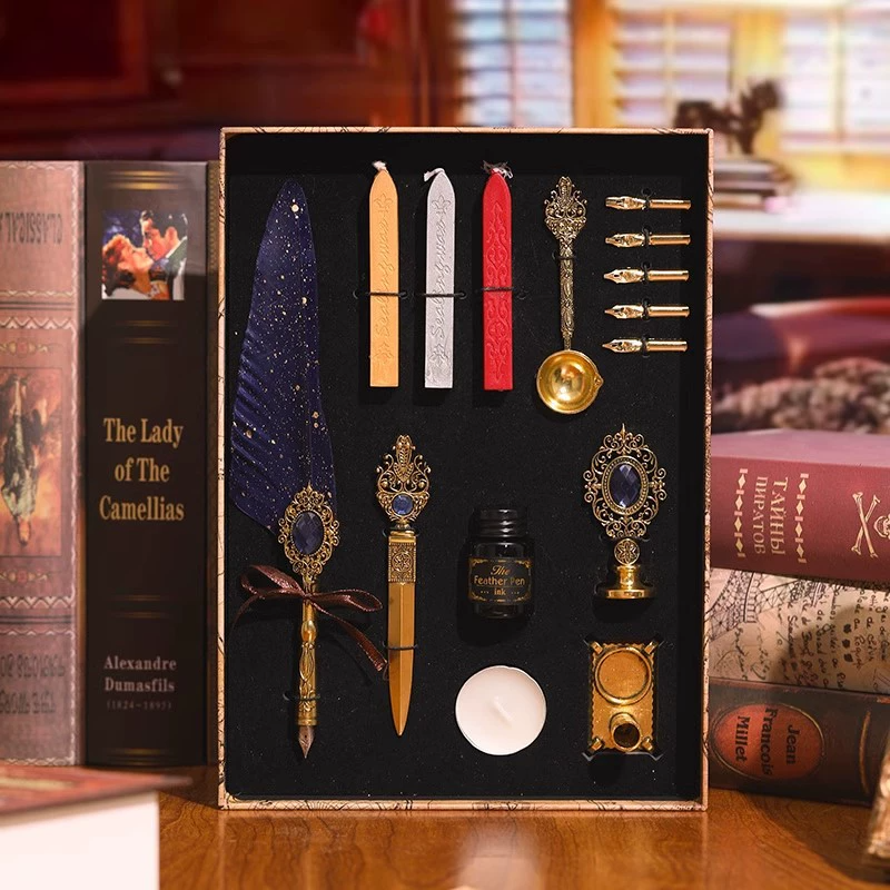 Vintage Starry Feather Pen Gift Set