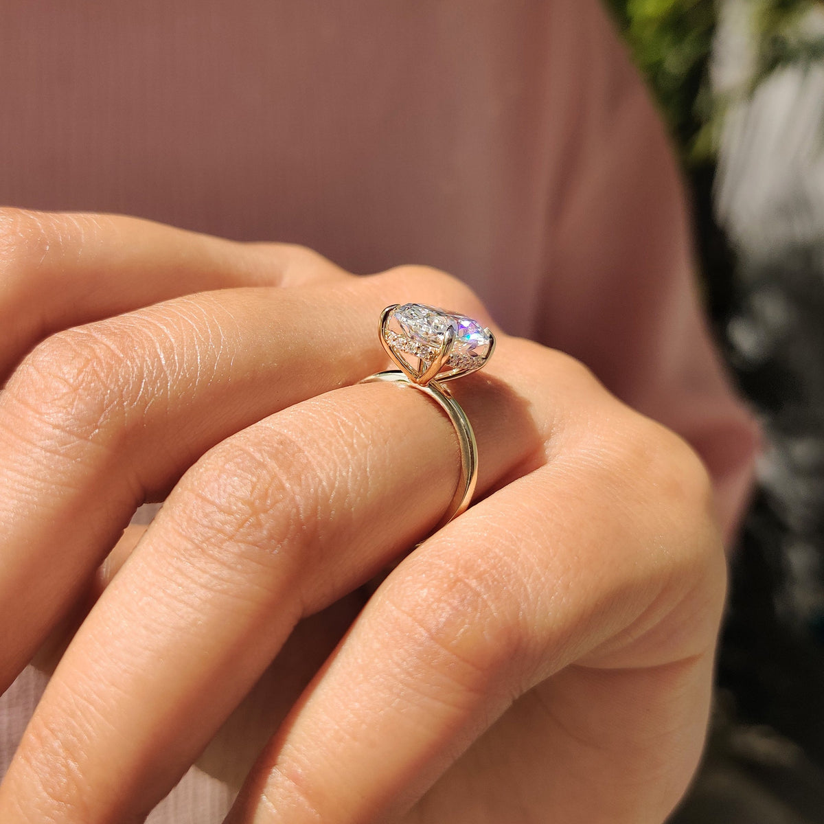 dht™⭐Oval Lab Grown Diamond Ring | Roman Column Vintage Band Design