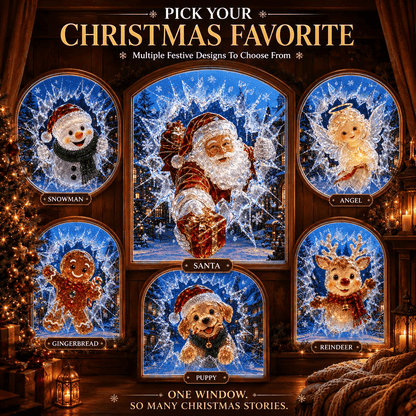 ✨🎄Crystal Christmas Break-In Window Decal — 3D Shattered-Glass Holiday Window Decoration