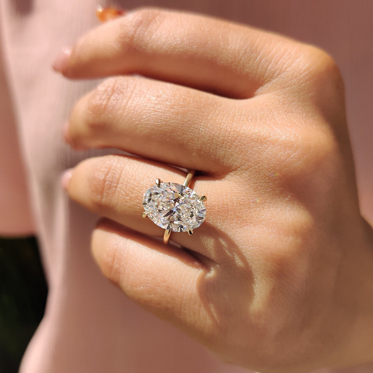 dht™⭐Oval Lab Grown Diamond Ring | Roman Column Vintage Band Design