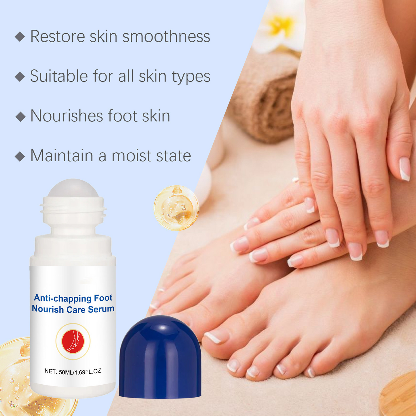 Anti-Crack Dry Foot Repair Roller, Refreshing Non-Greasy Moisturizing Foot Care