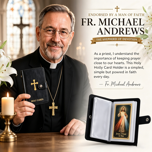Catholic Faux Leather Holy Card Holder