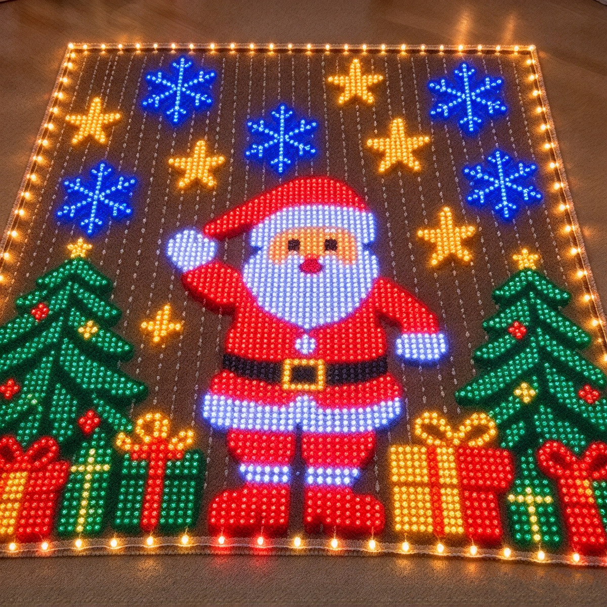 dht™⭐LED Dynamic Santa Claus Pattern Area Rug Light🎅Make The Floor More Atmospheric