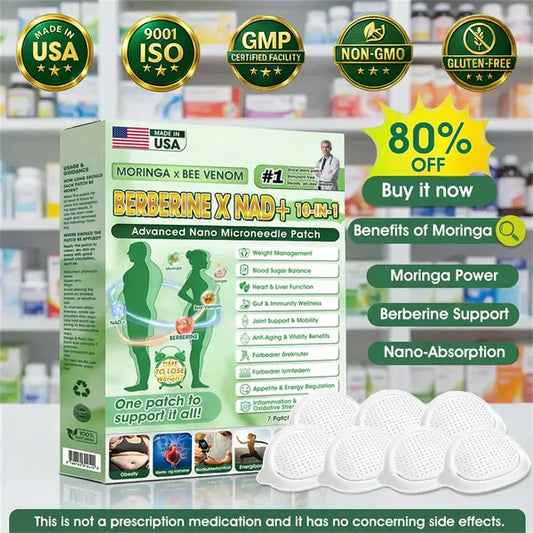 🧑‍⚕️🩺 Moringa · Berberine × NAD+ 𝟏𝟎-𝐢𝐧-𝟏 𝐀𝐝𝐯𝐚𝐧𝐜𝐞𝐝 𝐍𝐚𝐧𝐨 𝐌𝐢𝐜𝐫𝐨𝐧𝐞𝐞𝐝𝐥𝐞 𝐏𝐚𝐭𝐜𝐡