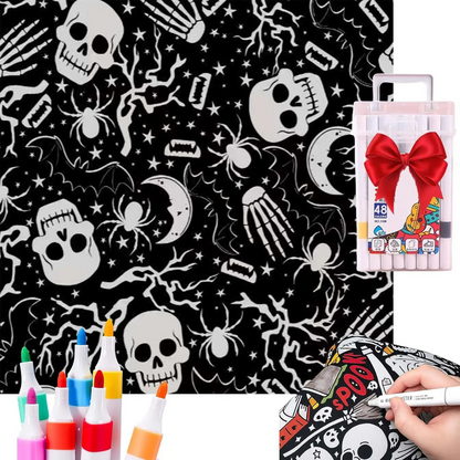 👻Halloween DIY Coloring Blanket with Free 24 Markers🎁Perfect Gift For Family & Friends