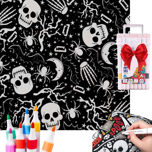 👻Halloween DIY Coloring Blanket with Free 24 Markers🎁Perfect Gift For Family & Friends