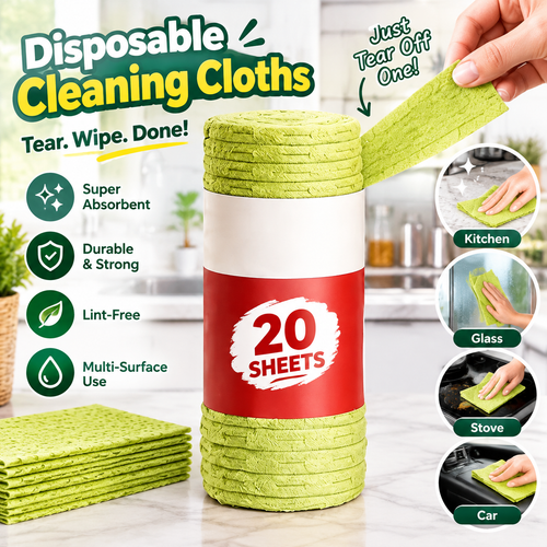 dht™⭐Multipurpose Tear‑Off Cleaning Cloth Roll – Strong absorbent, pre‑cut sheets, reusable. No more messy rags – just tear, wipe & toss! 🧽💨