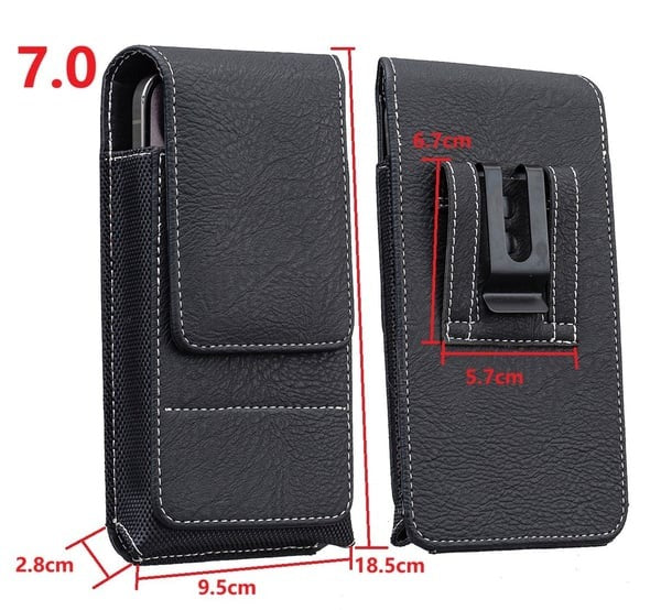 📱 Multi-pocket genuine leather waist-mounted phone pouch