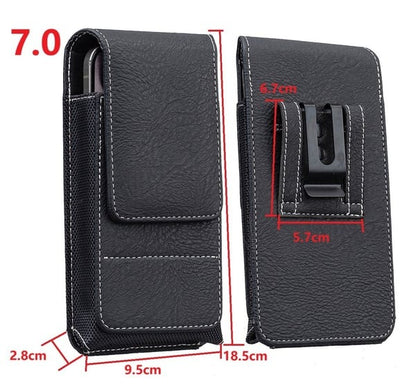 📱 Multi-pocket genuine leather waist-mounted phone pouch