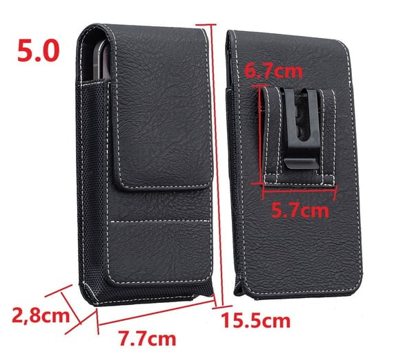 📱 Multi-pocket genuine leather waist-mounted phone pouch