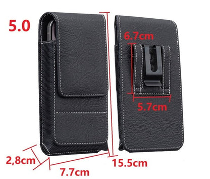 📱 Multi-pocket genuine leather waist-mounted phone pouch