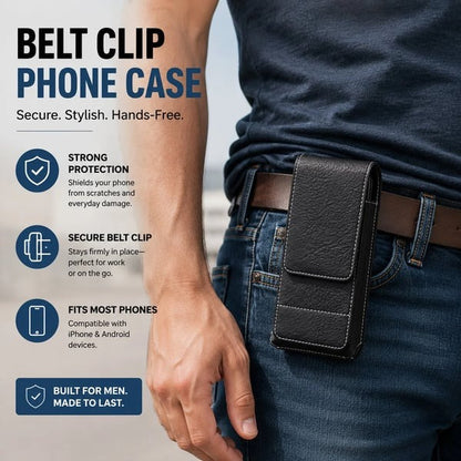 📱 Multi-pocket genuine leather waist-mounted phone pouch