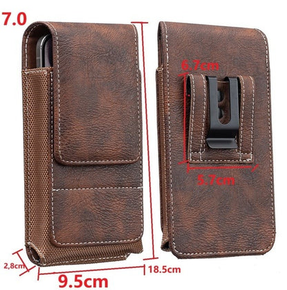 📱 Multi-pocket genuine leather waist-mounted phone pouch