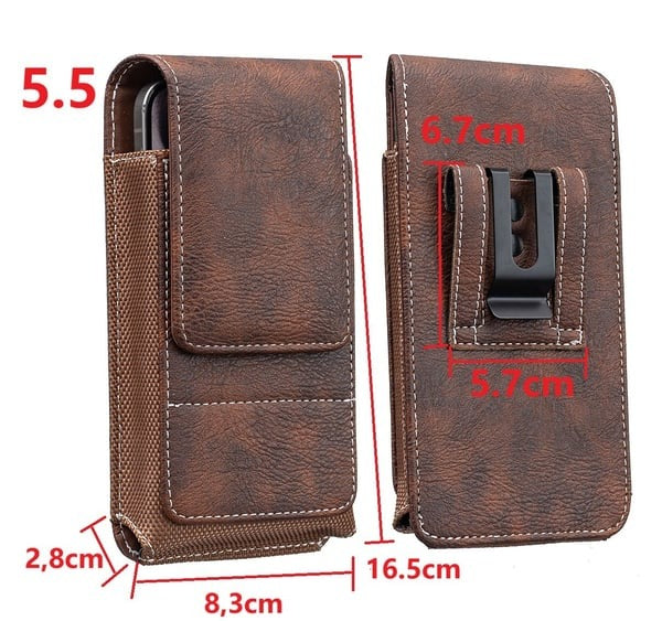 📱 Multi-pocket genuine leather waist-mounted phone pouch