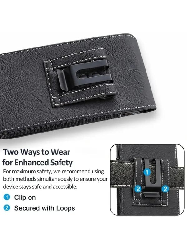 📱 Multi-pocket genuine leather waist-mounted phone pouch