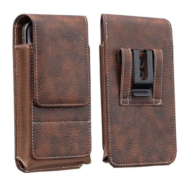 📱 Multi-pocket genuine leather waist-mounted phone pouch