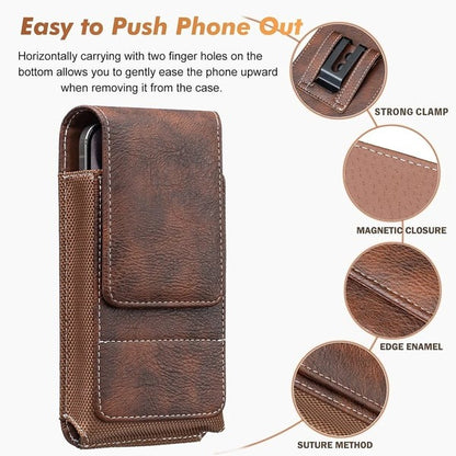 📱 Multi-pocket genuine leather waist-mounted phone pouch