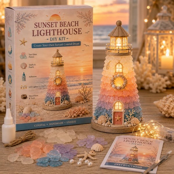 🌊 DIY Lighted Sea Glass-Style Lighthouse Kit Collection
