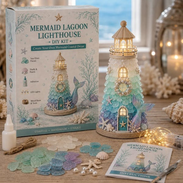 🌊 DIY Lighted Sea Glass-Style Lighthouse Kit Collection