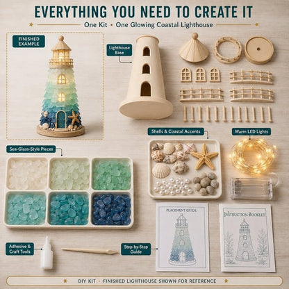 🌊 DIY Lighted Sea Glass-Style Lighthouse Kit Collection