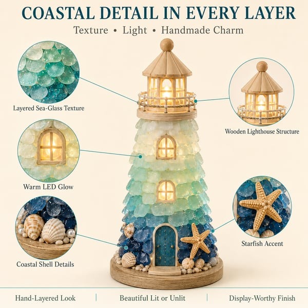 🌊 DIY Lighted Sea Glass-Style Lighthouse Kit Collection