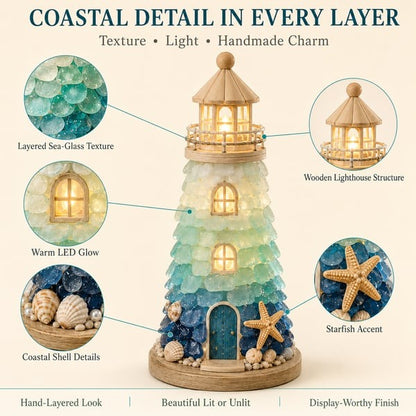 🌊 DIY Lighted Sea Glass-Style Lighthouse Kit Collection