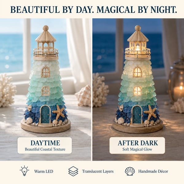 🌊 DIY Lighted Sea Glass-Style Lighthouse Kit Collection