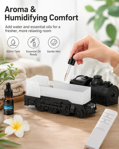 🚂Vintage Steam Train Humidifier Aromatherapy Diffuser with LED Light