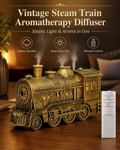 🚂Vintage Steam Train Humidifier Aromatherapy Diffuser with LED Light