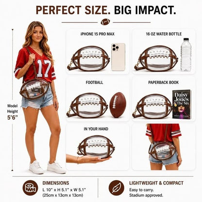 🏈 Clear Football Crossbody Bag