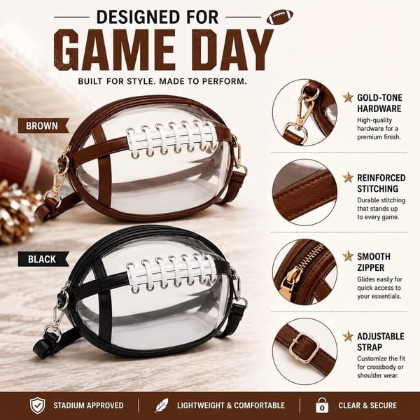 🏈 Clear Football Crossbody Bag