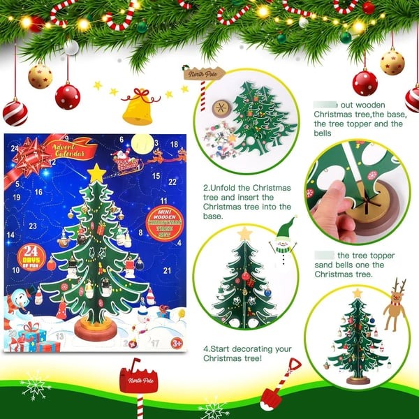 🎄24-Day Christmas Tree Advent Calendar – Daily Ornament Surprises & Holiday Family Fun