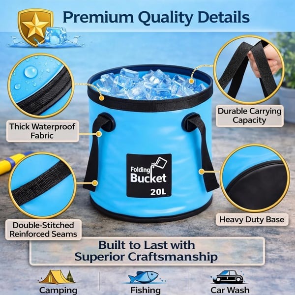 💦Portable Foldable Water Bucket - Perfect for Fishing, Camping, Traveling!