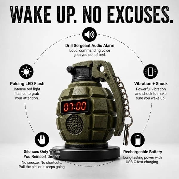 🔥💣Grenade Alarm Clock