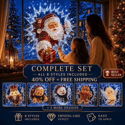 ✨🎄Crystal Christmas Break-In Window Decal — 3D Shattered-Glass Holiday Window Decoration