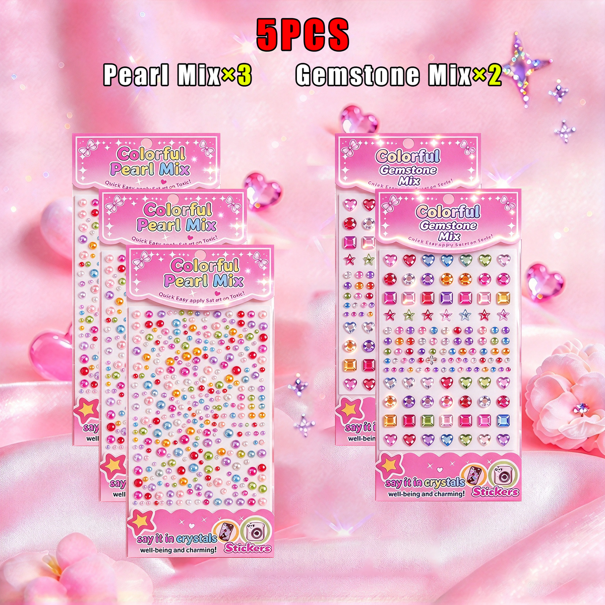 dht™⭐Colored Diamond and Pearl Sticker Set